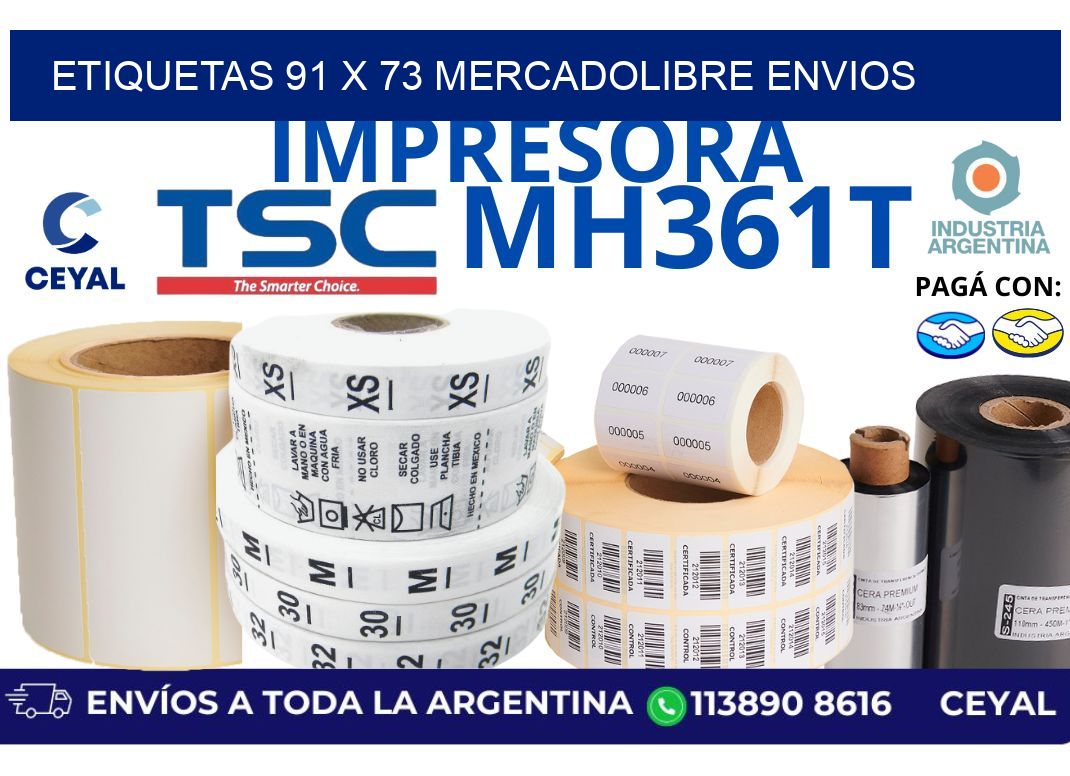 etiquetas 91 x 73 mercadolibre envios