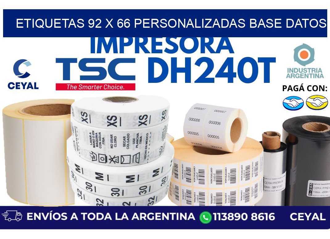 etiquetas 92 x 66 personalizadas base datos
