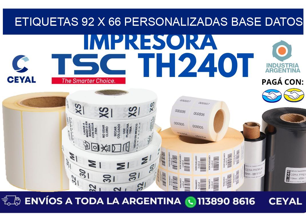 etiquetas 92 x 66 personalizadas base datos