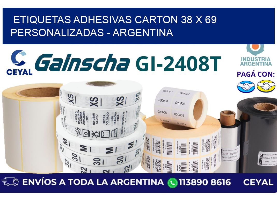 etiquetas adhesivas carton 38 x 69 personalizadas - Argentina