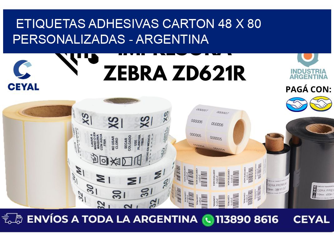 etiquetas adhesivas carton 48 x 80 personalizadas - Argentina