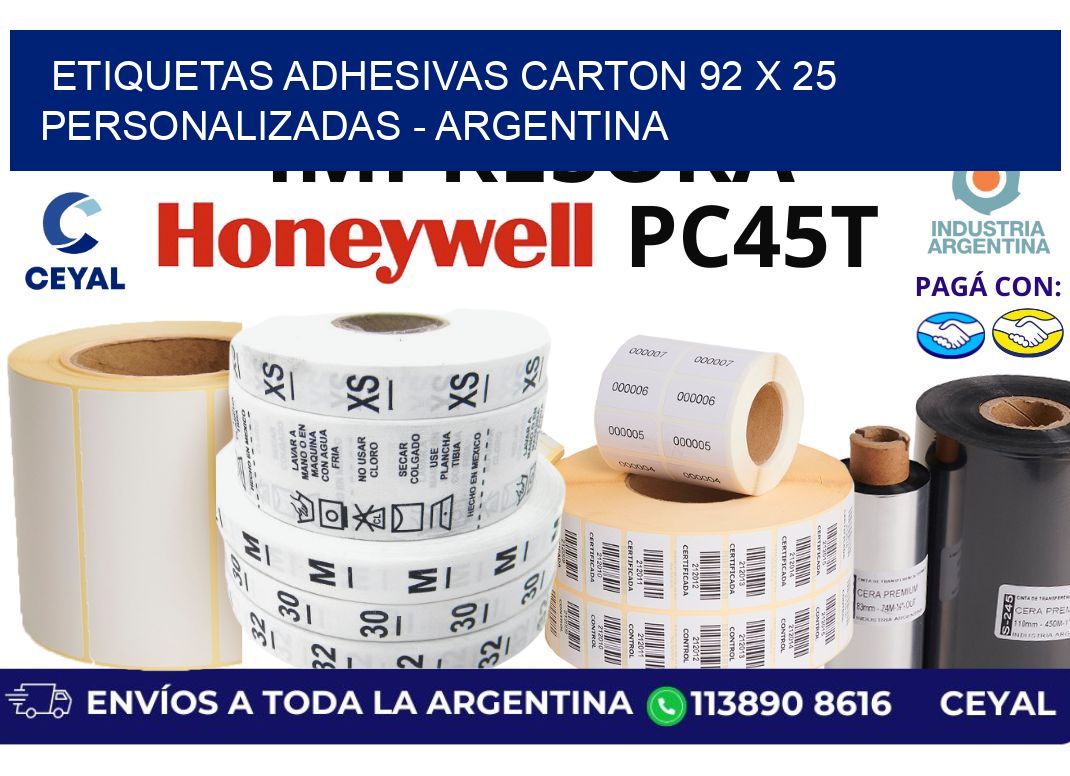 etiquetas adhesivas carton 92 x 25 personalizadas - Argentina