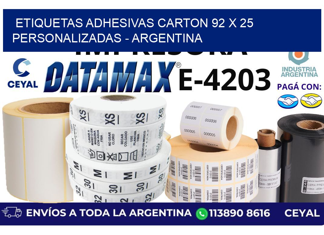 etiquetas adhesivas carton 92 x 25 personalizadas – Argentina