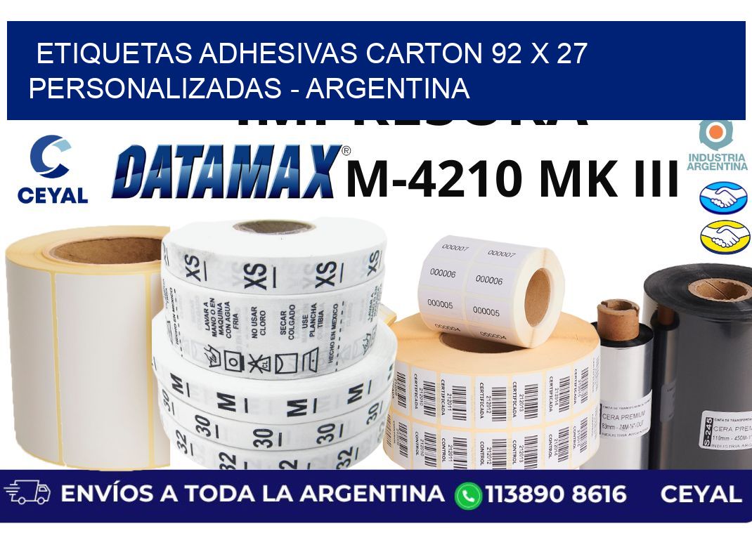 etiquetas adhesivas carton 92 x 27 personalizadas - Argentina