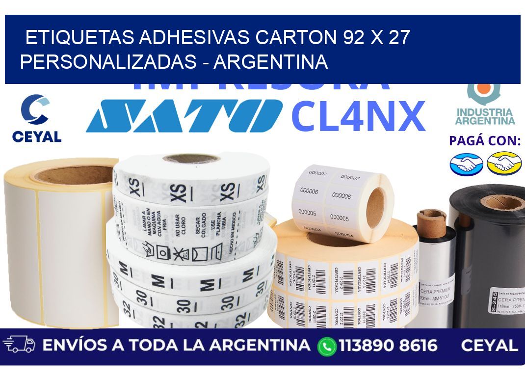 etiquetas adhesivas carton 92 x 27 personalizadas – Argentina