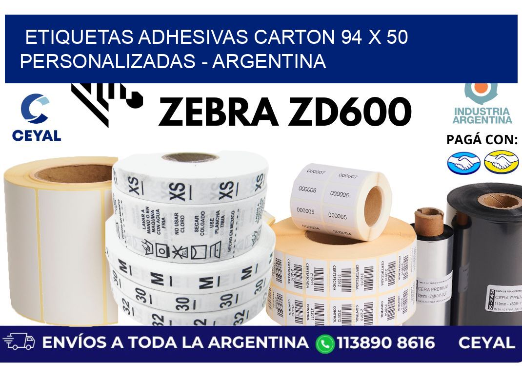 etiquetas adhesivas carton 94 x 50 personalizadas - Argentina