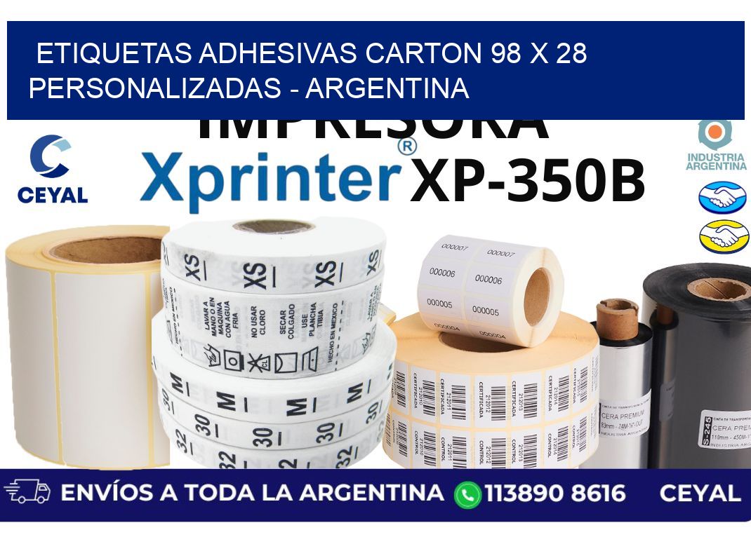 etiquetas adhesivas carton 98 x 28 personalizadas - Argentina