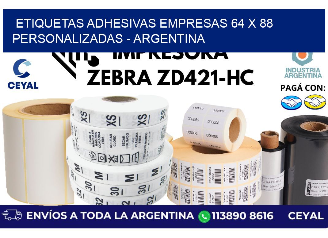 etiquetas adhesivas empresas 64 x 88 personalizadas - Argentina