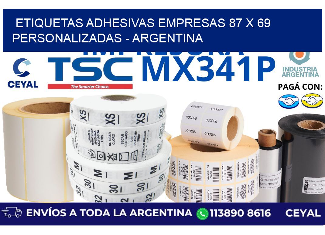 etiquetas adhesivas empresas 87 x 69 personalizadas - Argentina