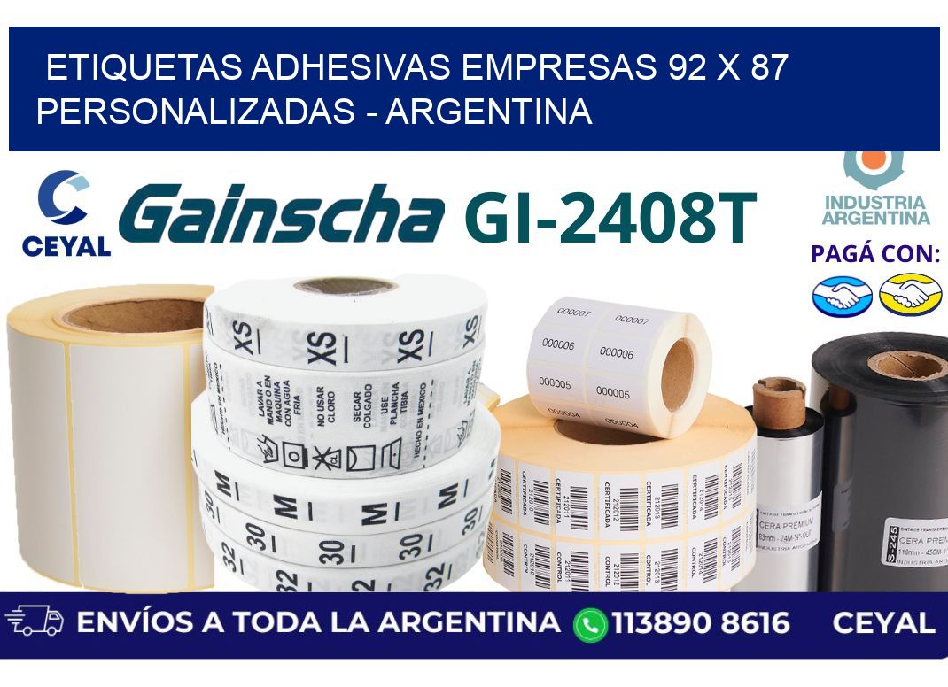 etiquetas adhesivas empresas 92 x 87 personalizadas - Argentina