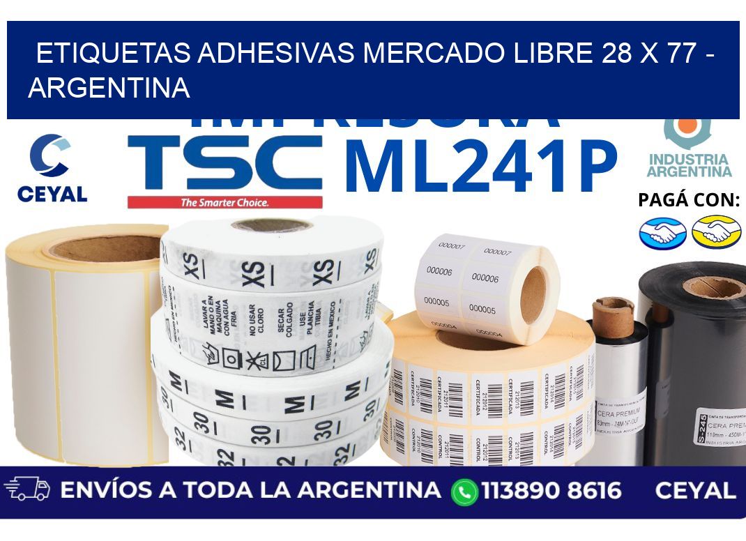 etiquetas adhesivas mercado libre 28 x 77 - Argentina