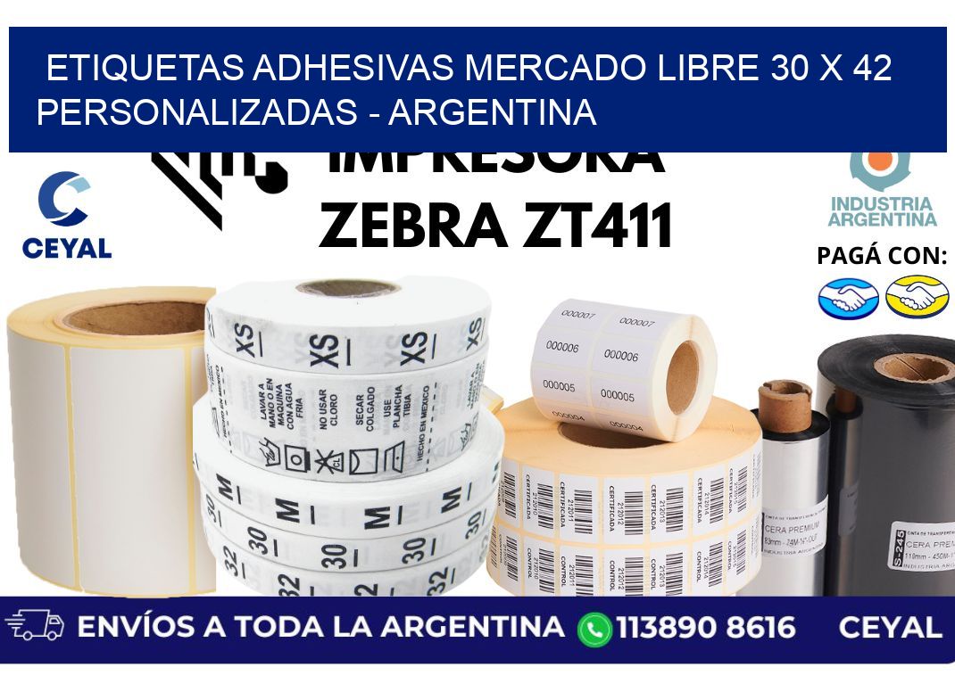 etiquetas adhesivas mercado libre 30 x 42 personalizadas – Argentina