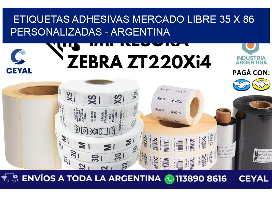 etiquetas adhesivas mercado libre 35 x 86 personalizadas – Argentina