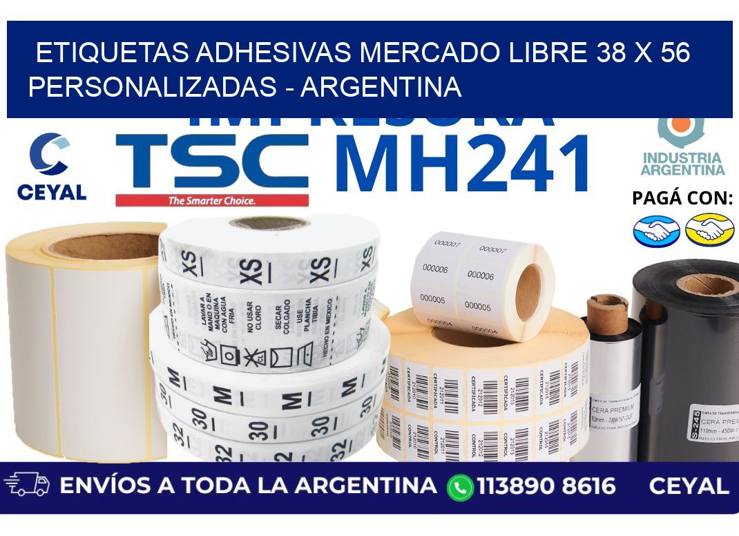 etiquetas adhesivas mercado libre 38 x 56 personalizadas – Argentina