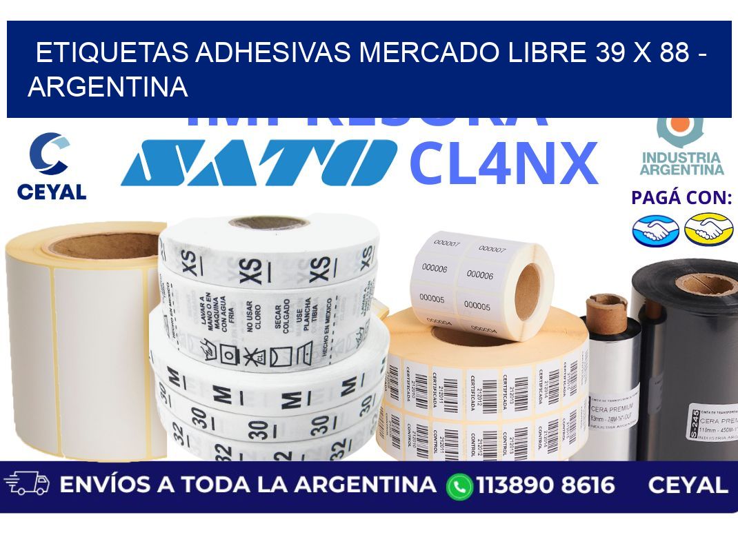 etiquetas adhesivas mercado libre 39 x 88 – Argentina