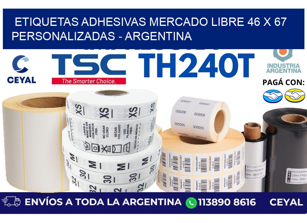 etiquetas adhesivas mercado libre 46 x 67 personalizadas - Argentina