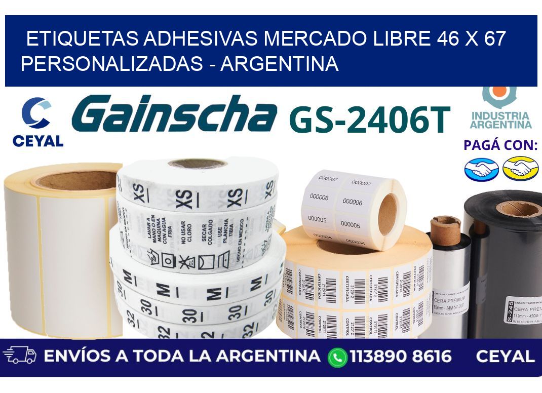 etiquetas adhesivas mercado libre 46 x 67 personalizadas – Argentina