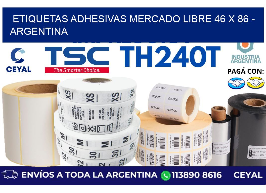 etiquetas adhesivas mercado libre 46 x 86 - Argentina