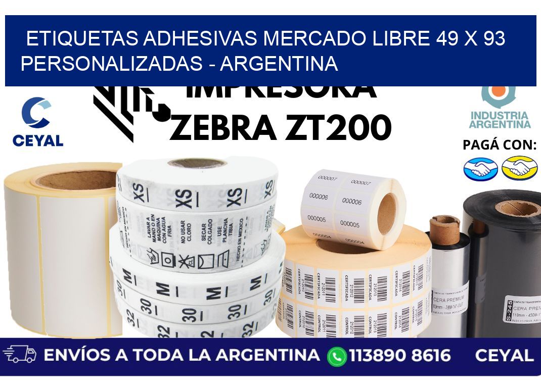 etiquetas adhesivas mercado libre 49 x 93 personalizadas - Argentina