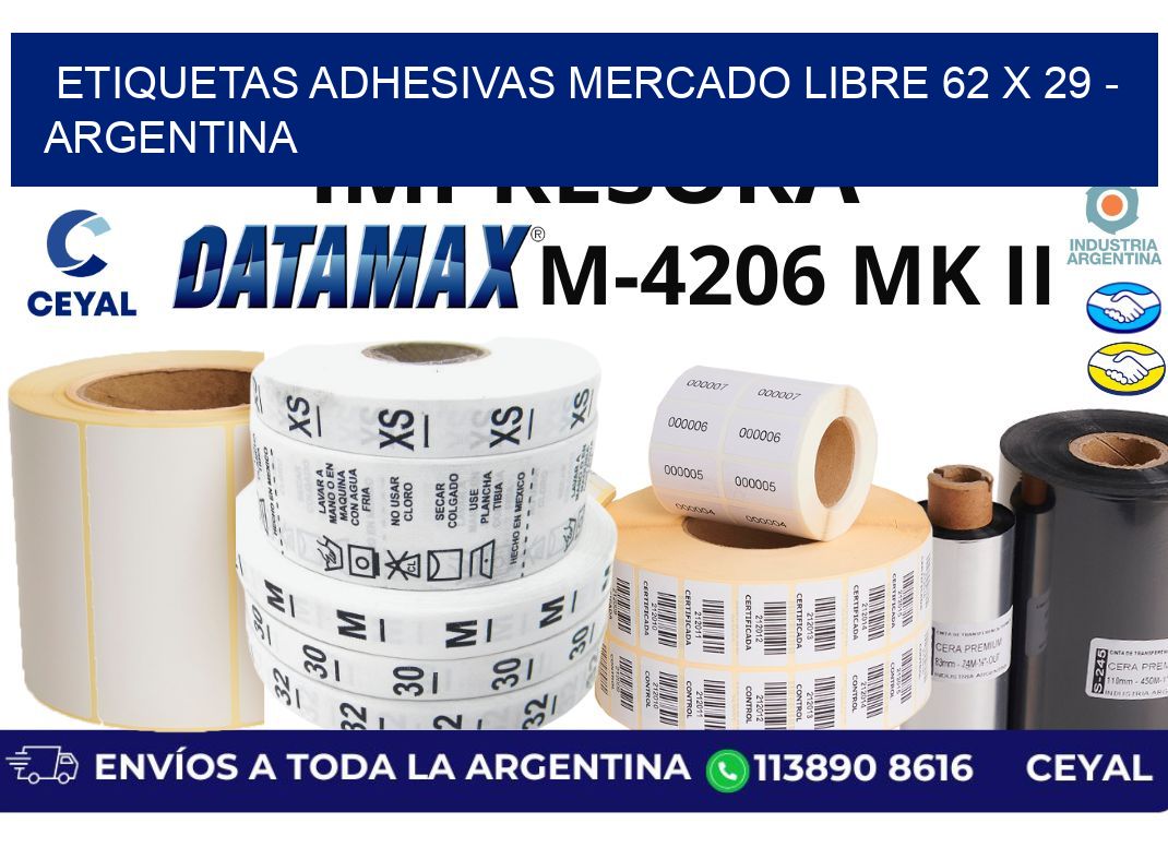 etiquetas adhesivas mercado libre 62 x 29 - Argentina