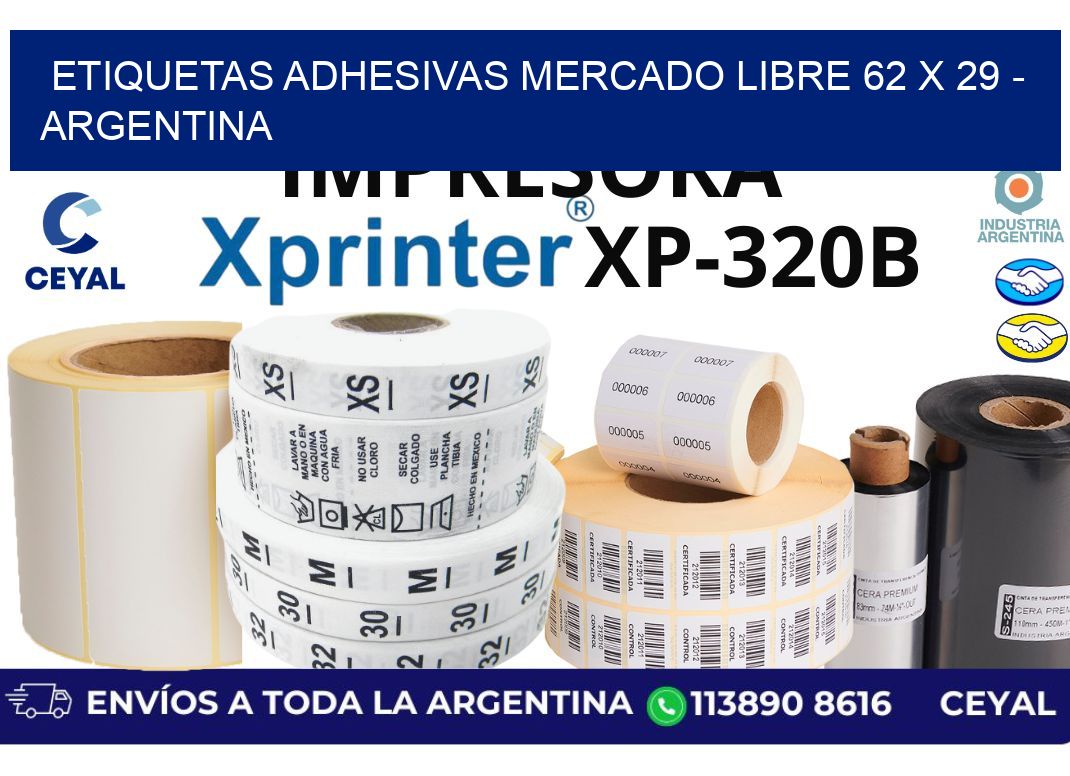 etiquetas adhesivas mercado libre 62 x 29 – Argentina