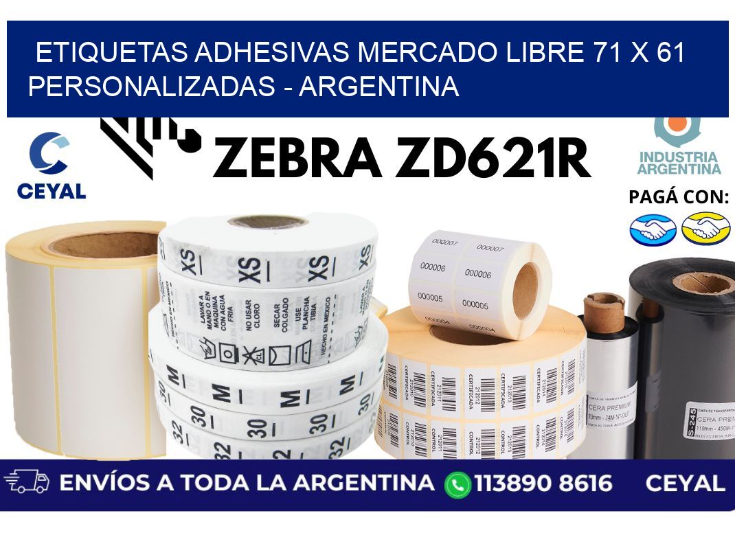 etiquetas adhesivas mercado libre 71 x 61 personalizadas – Argentina