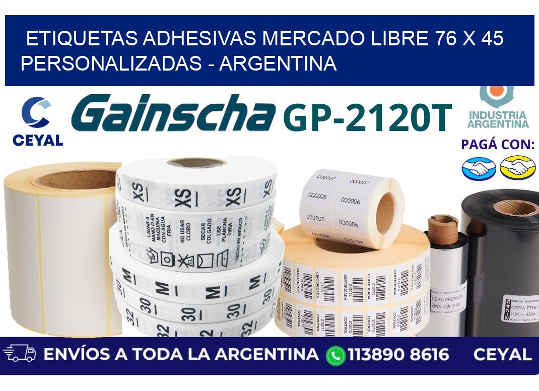 etiquetas adhesivas mercado libre 76 x 45 personalizadas - Argentina