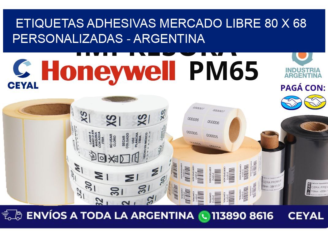 etiquetas adhesivas mercado libre 80 x 68 personalizadas – Argentina