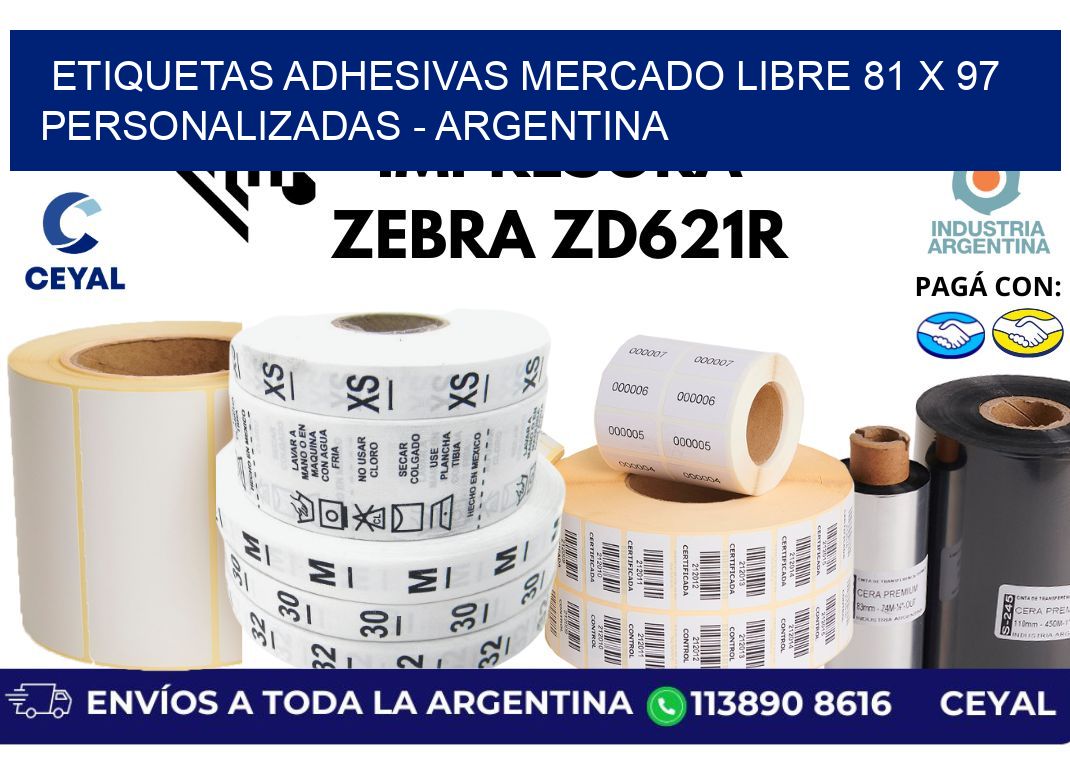 etiquetas adhesivas mercado libre 81 x 97 personalizadas - Argentina