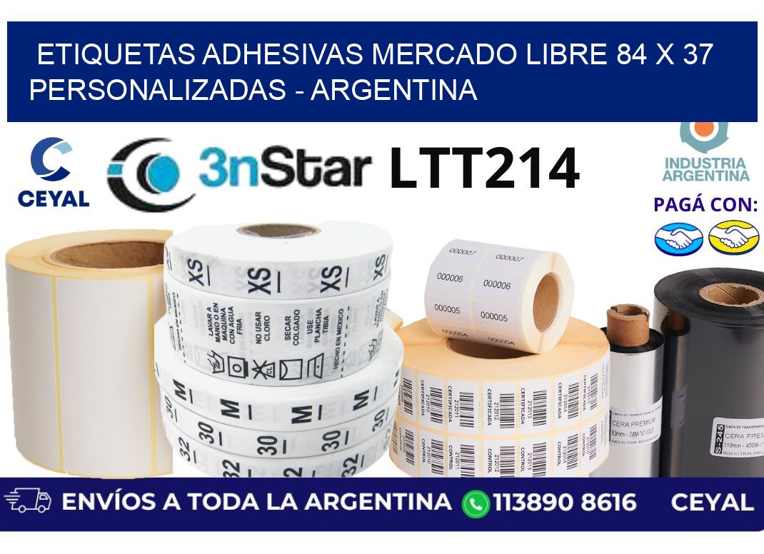 etiquetas adhesivas mercado libre 84 x 37 personalizadas - Argentina