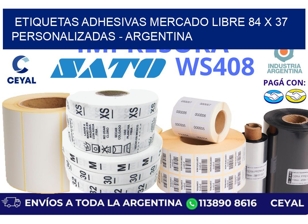 etiquetas adhesivas mercado libre 84 x 37 personalizadas – Argentina