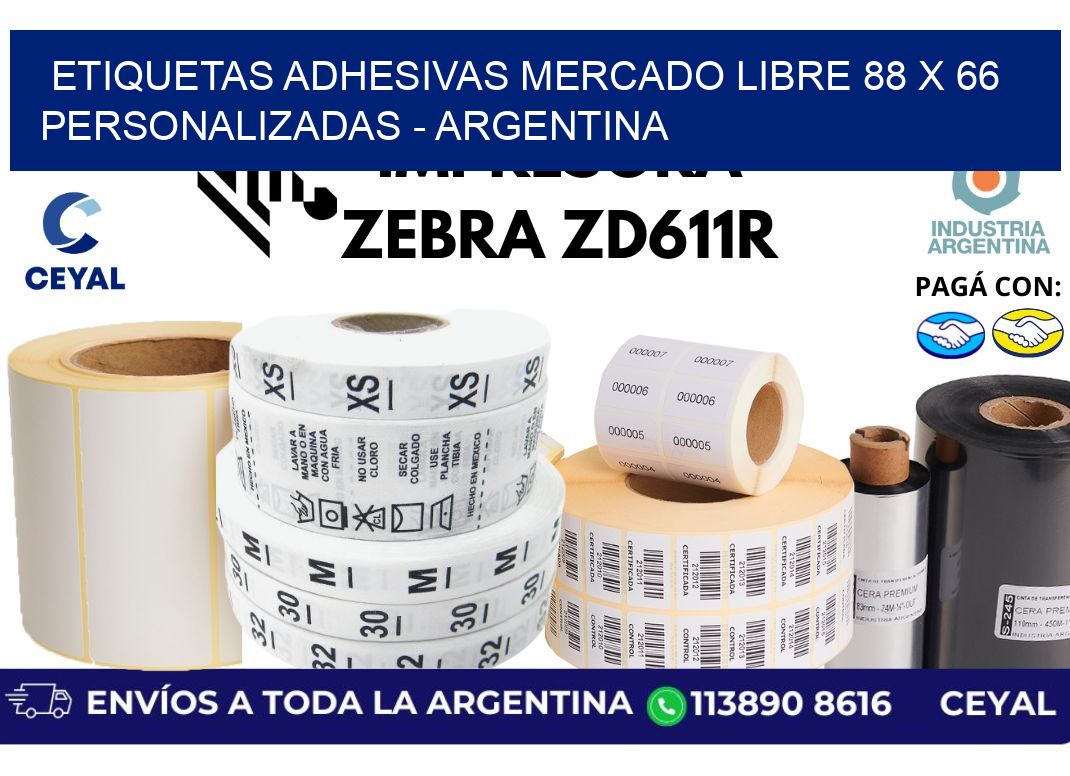 etiquetas adhesivas mercado libre 88 x 66 personalizadas - Argentina