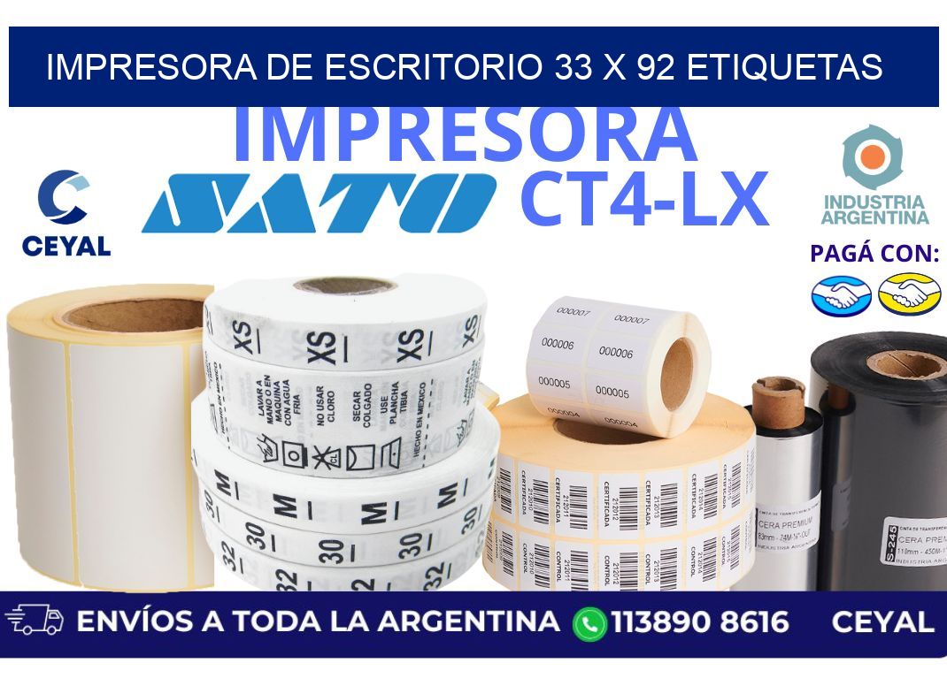 impresora de escritorio 33 x 92 etiquetas