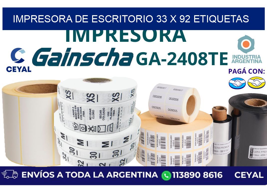 impresora de escritorio 33 x 92 etiquetas