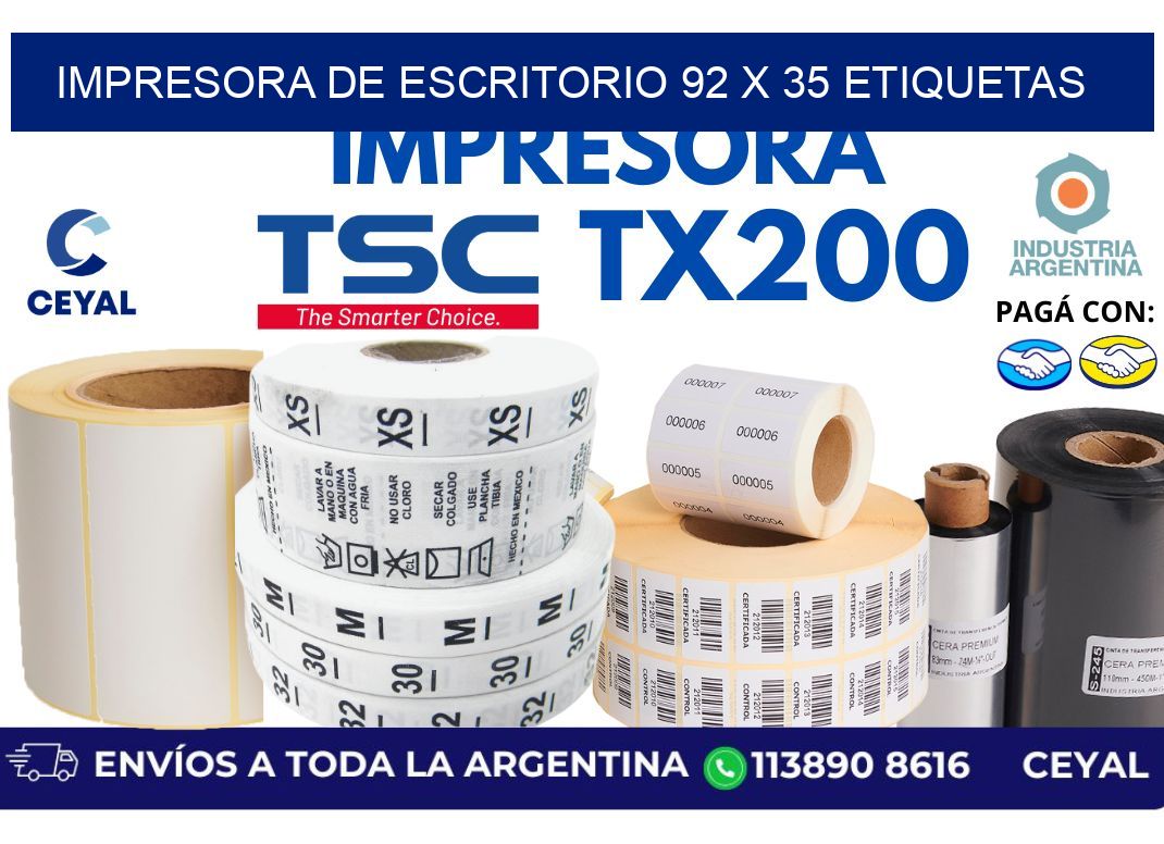 impresora de escritorio 92 x 35 etiquetas