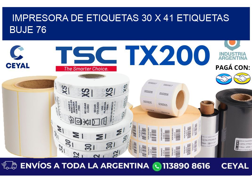 impresora de etiquetas 30 x 41 etiquetas buje 76