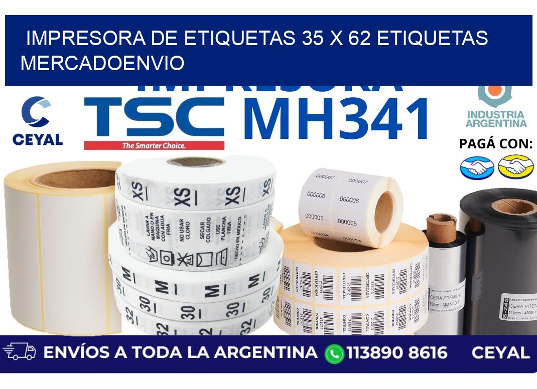 impresora de etiquetas 35 x 62 etiquetas mercadoenvio