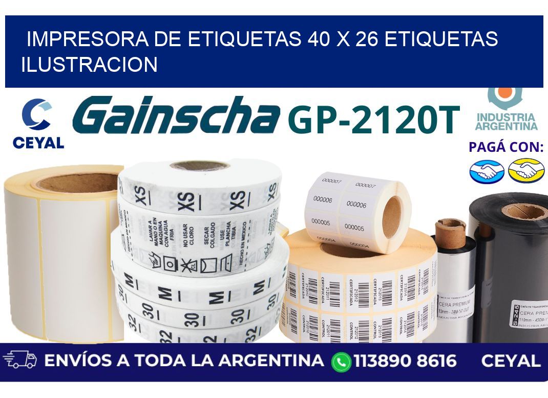impresora de etiquetas 40 x 26 etiquetas ilustracion