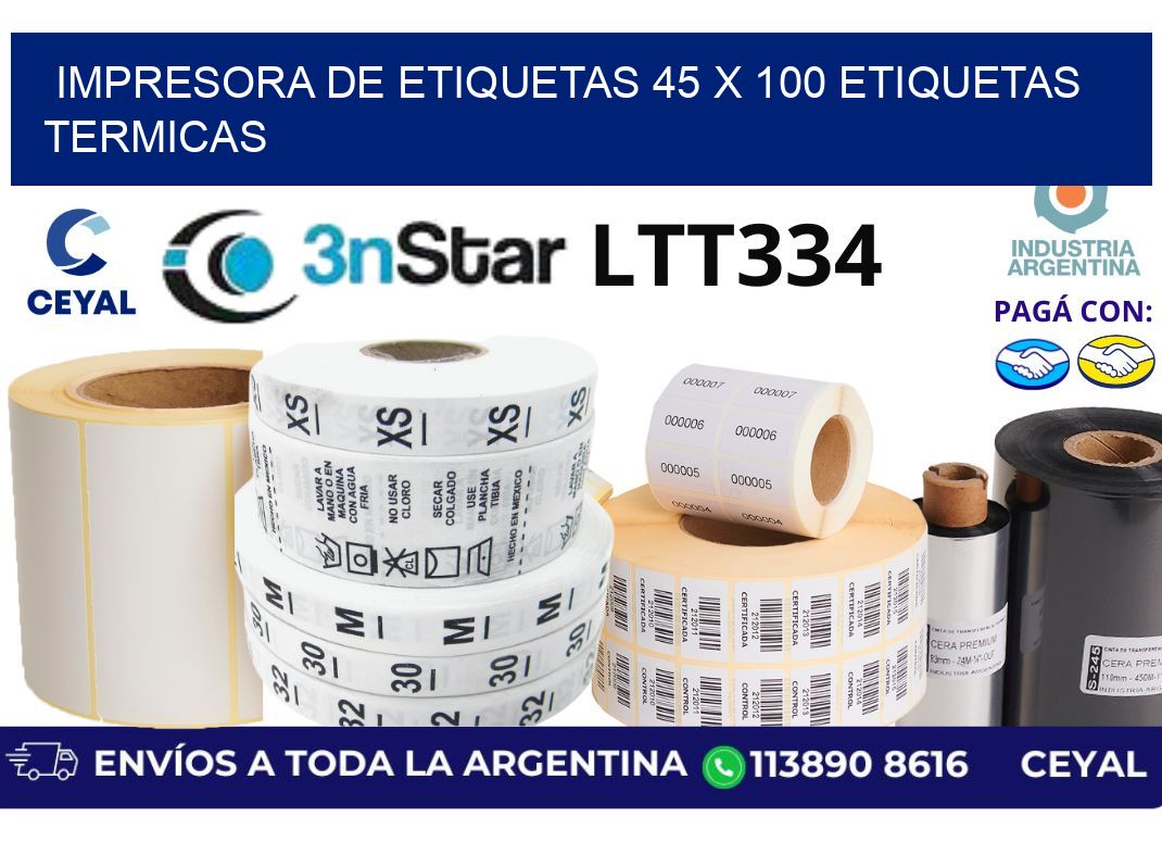 impresora de etiquetas 45 x 100 etiquetas termicas