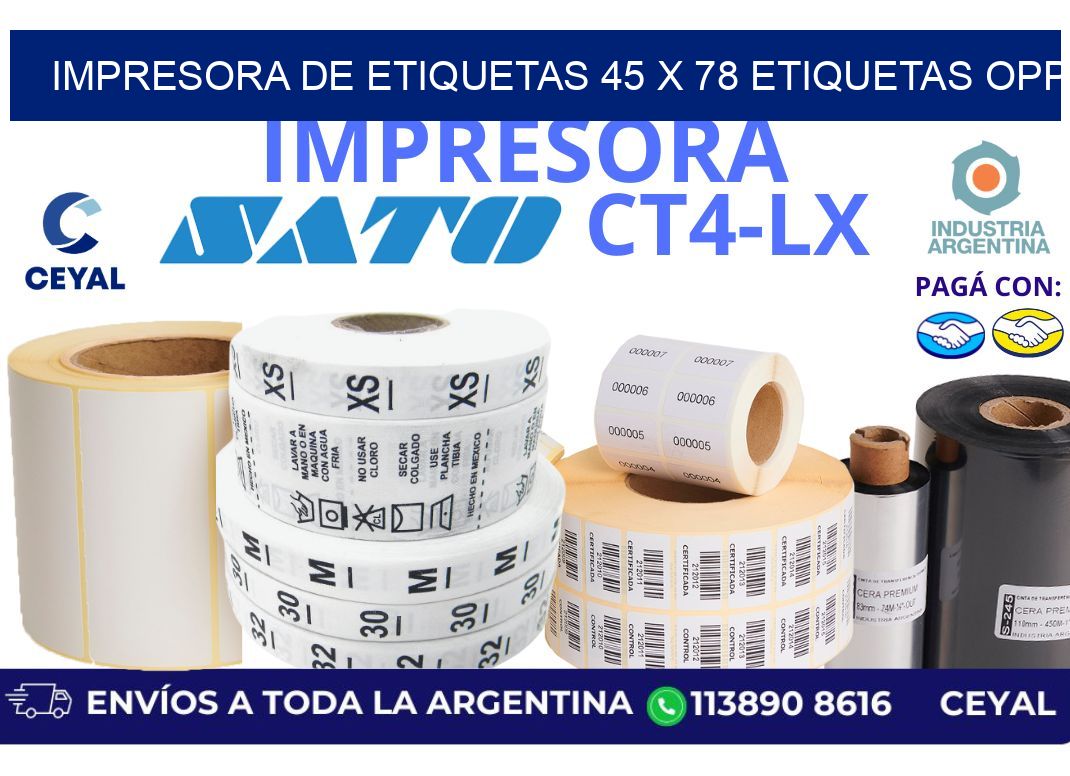 impresora de etiquetas 45 x 78 etiquetas opp