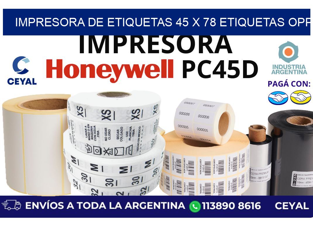 impresora de etiquetas 45 x 78 etiquetas opp