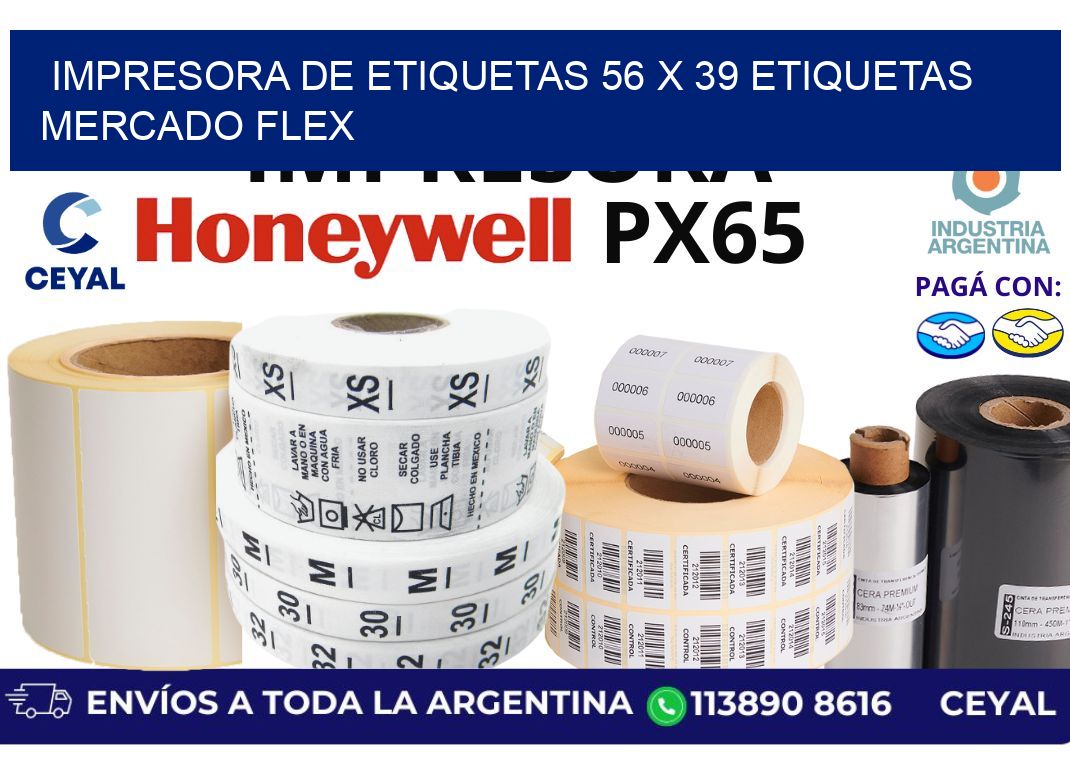 impresora de etiquetas 56 x 39 etiquetas mercado flex