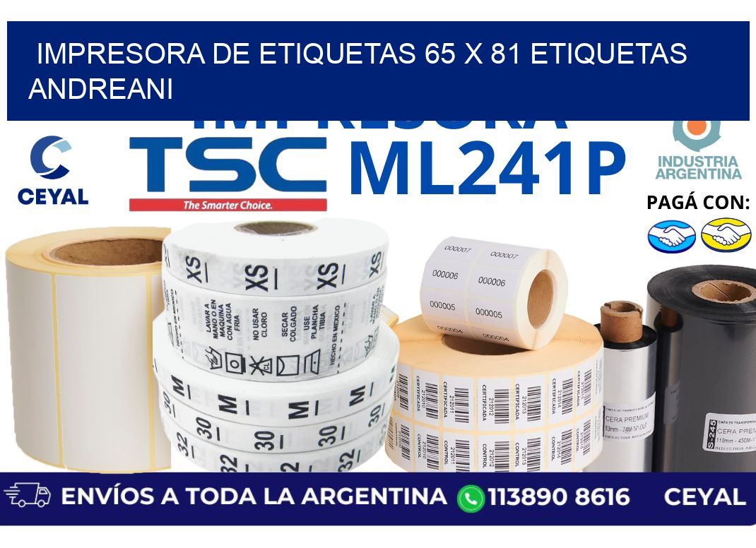 impresora de etiquetas 65 x 81 etiquetas andreani
