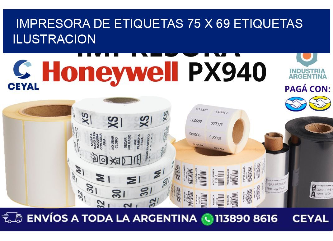 impresora de etiquetas 75 x 69 etiquetas ilustracion