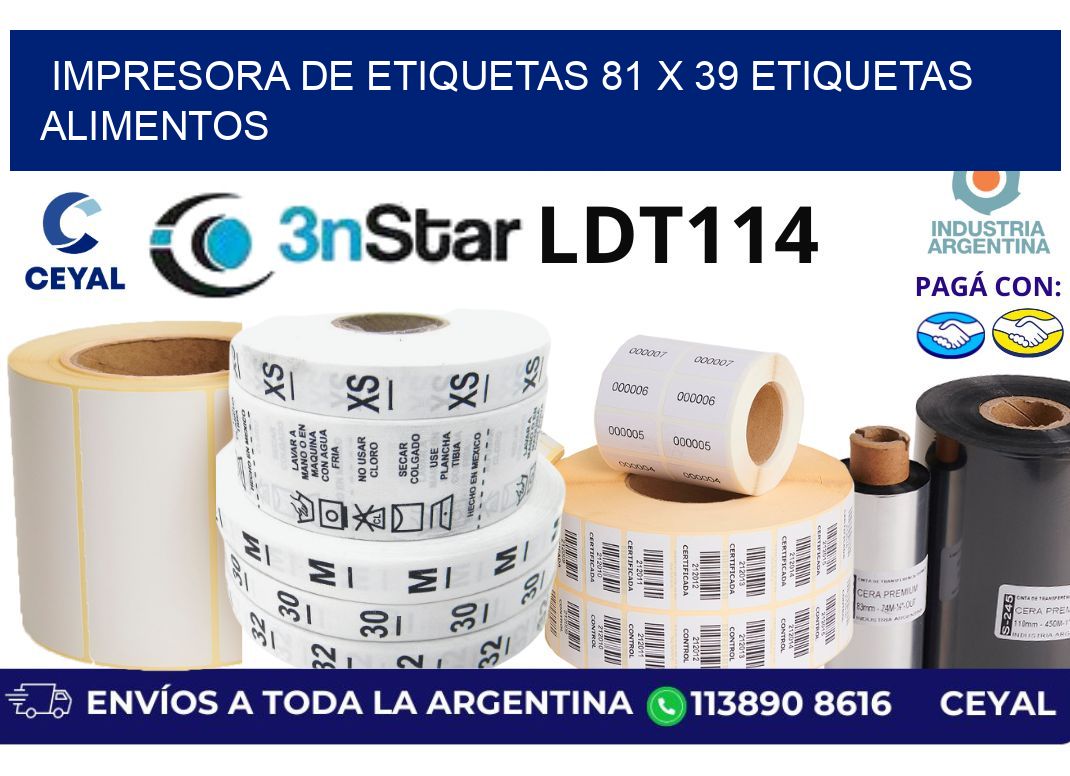 impresora de etiquetas 81 x 39 etiquetas alimentos