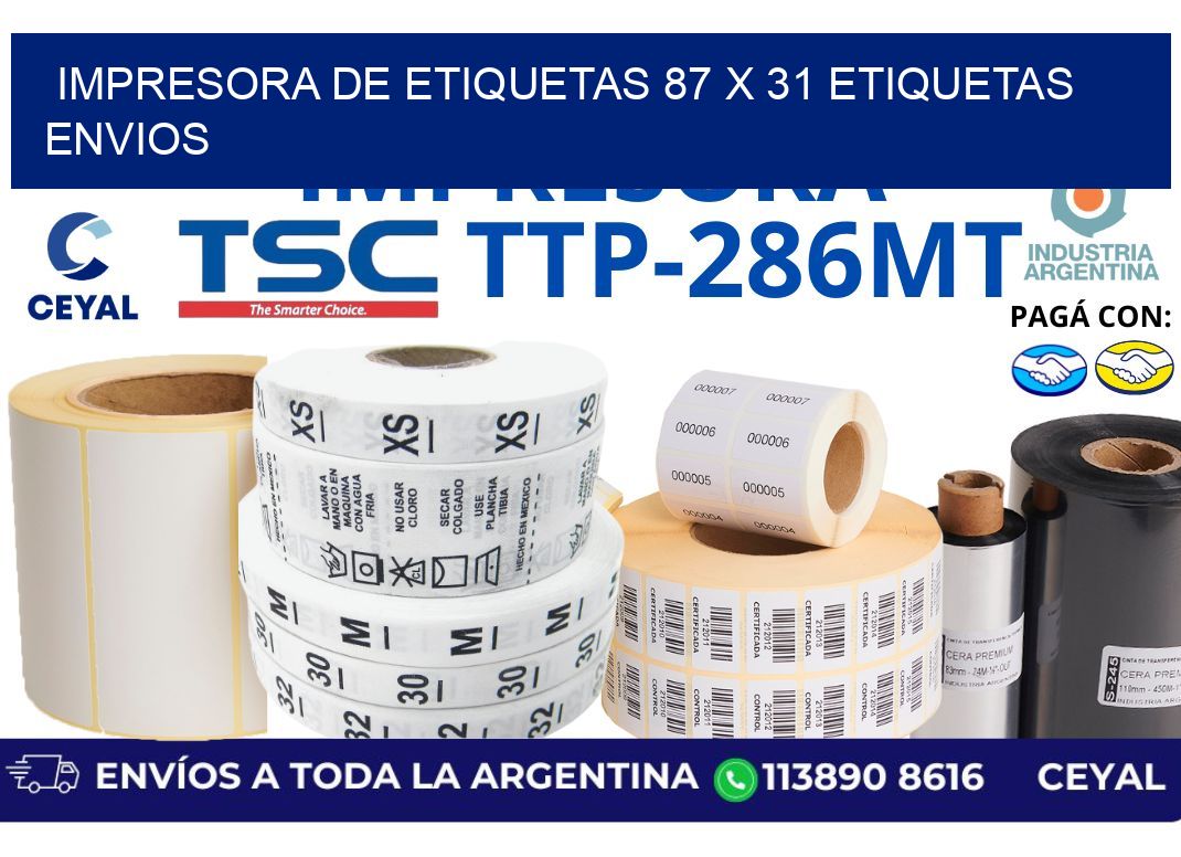 impresora de etiquetas 87 x 31 etiquetas envios