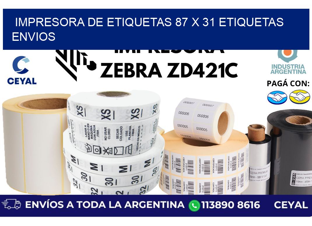impresora de etiquetas 87 x 31 etiquetas envios