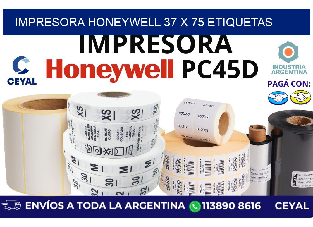 impresora honeywell 37 x 75 etiquetas
