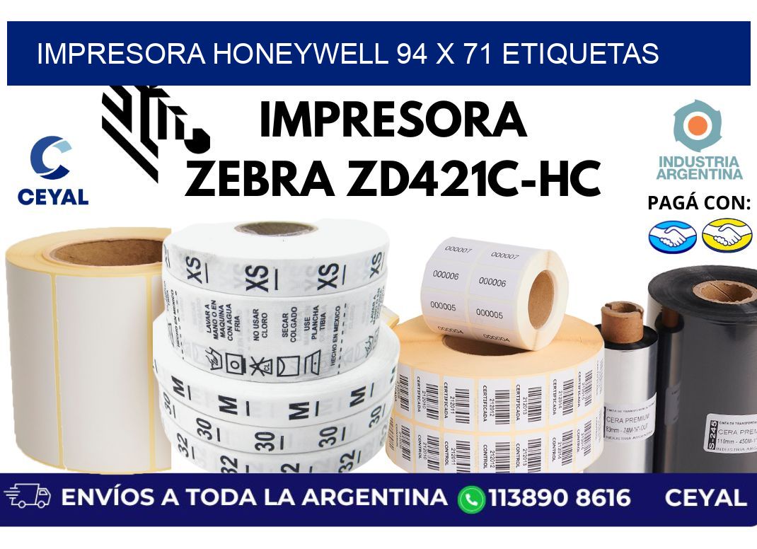 impresora honeywell 94 x 71 etiquetas
