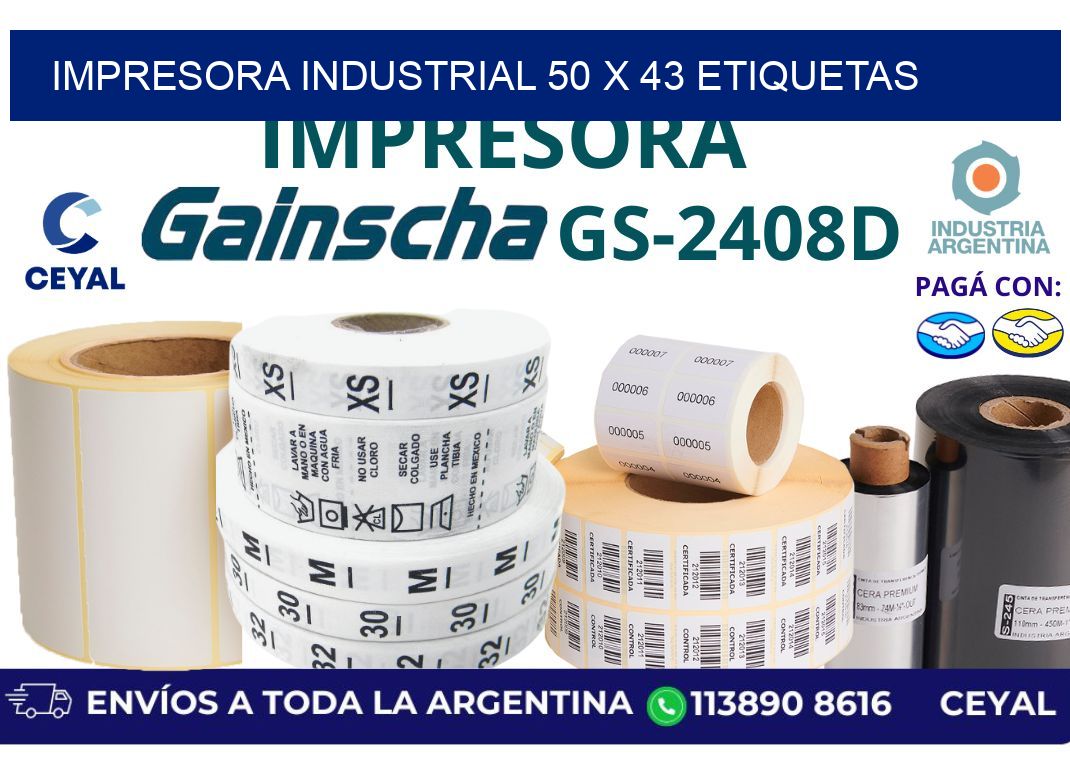 impresora industrial 50 x 43 etiquetas